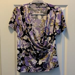 Jones Wear Purple and Black Floral Blouse